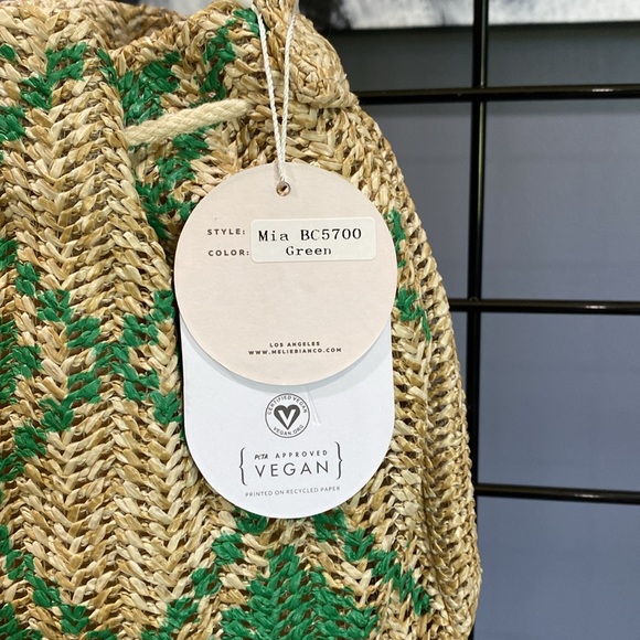 Melie Bianco raffia draw string bag - Picture 2 of 6